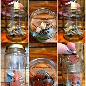 Brinks Small Gold & Silver Suit Case Locks w/Keys & Multi-Colors of 40 Key Tags